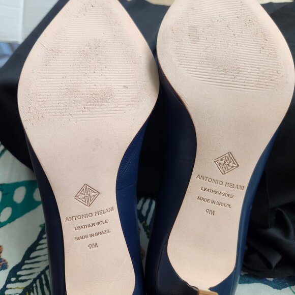 Navy Blue ANTONIO MELANI, Women's size 9M, pointed toe pumps - Picture 7 of 7